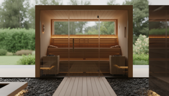 Sauna modern Glas