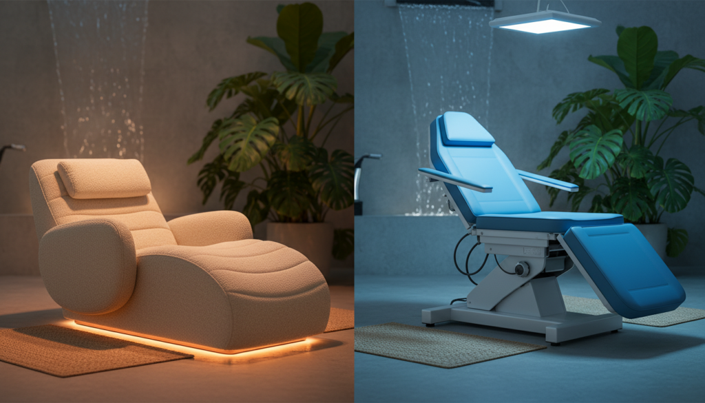 Vergleich Wellnessliege und Behandlungsliege Vergleich Wellnessliege und Behandlungsliege