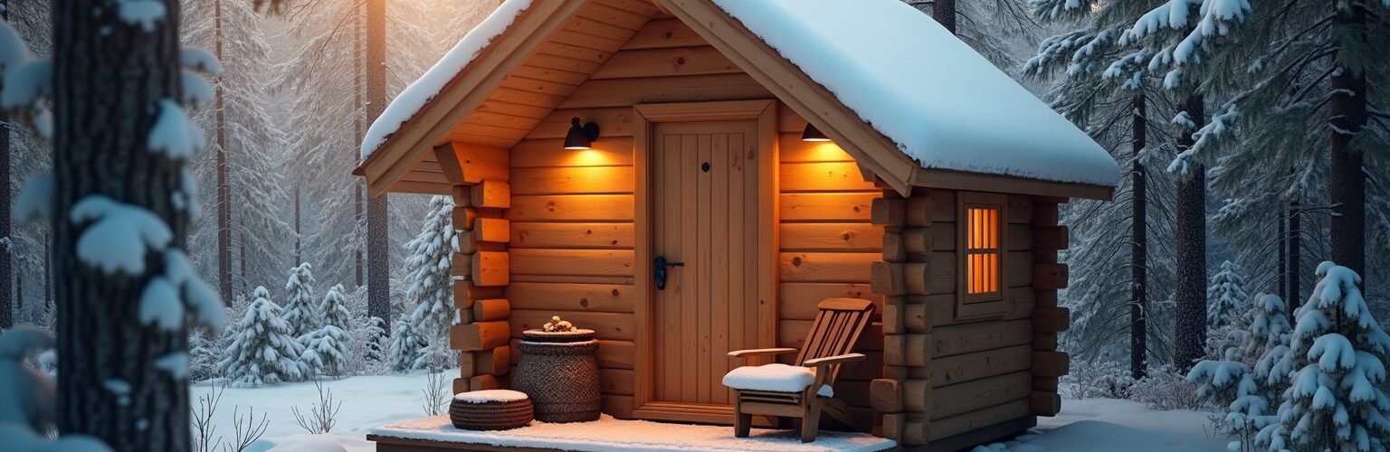 außensauna im winter-Titel